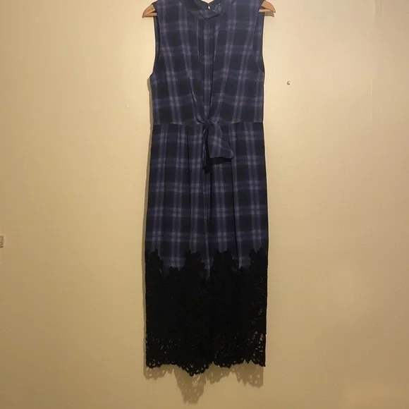 Rebecca Taylor beautiful silk midi dress with lace . Size 12 very good  condition
